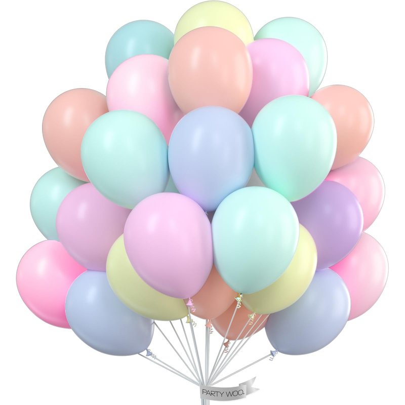 PartyWoo Pastel Balloons 66pcs 12 Inch Pastel Rainbow Latex Balloons for Baby Shower Gender Reveal Engagement Bachelorette Easter Bridal Shower Anniversary Retirement Birthday Party Decorations