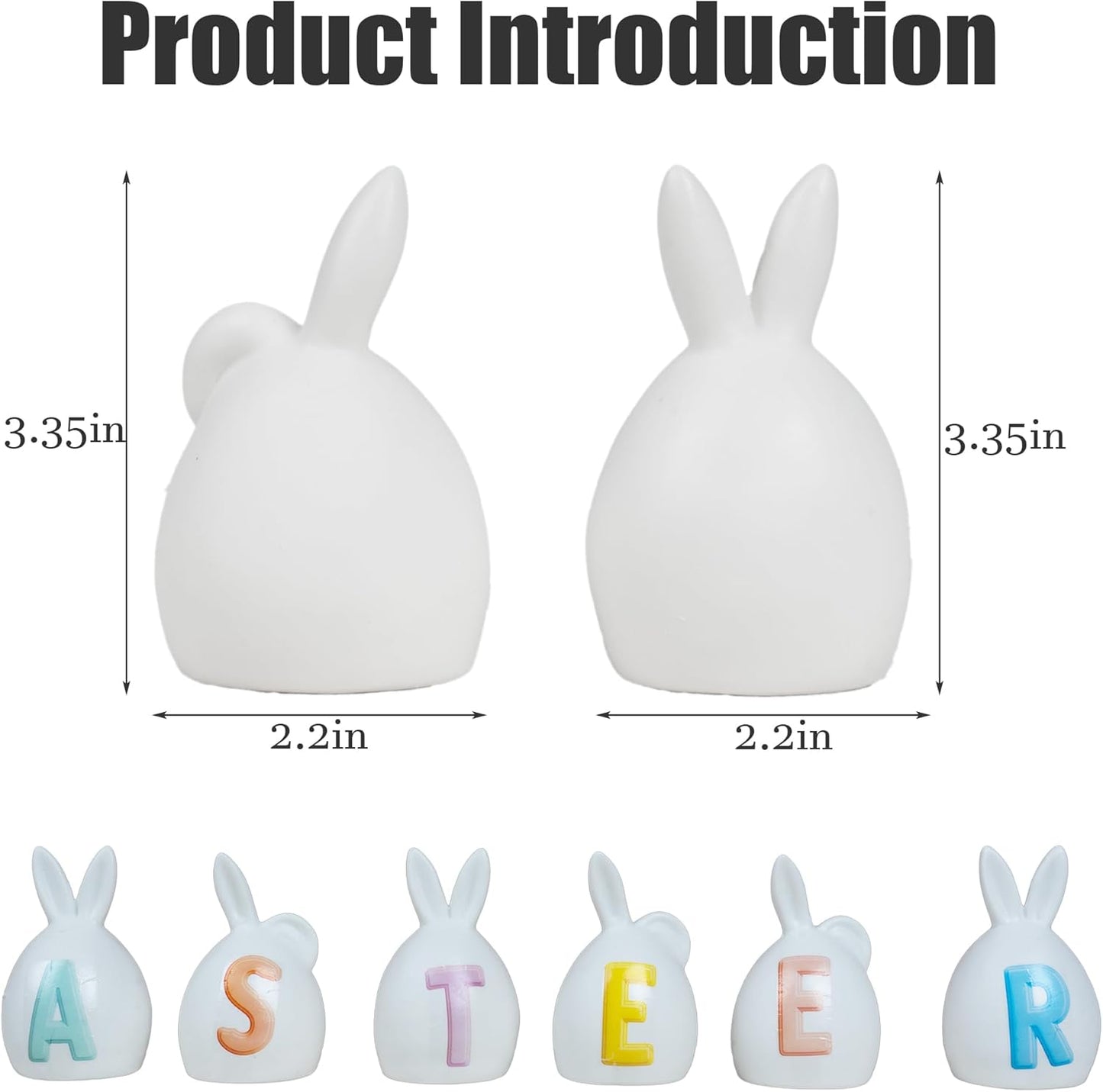 Nerosun Easter Bunny Decorations - 6 Pack Ceramic Lighted Rabbit Figurines | Spring Table Centerpiece