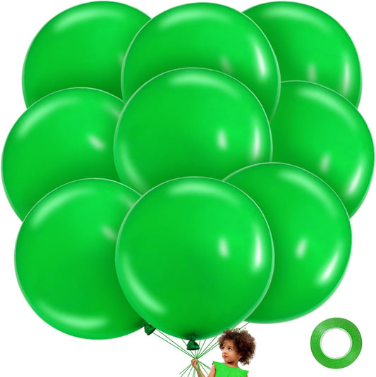 LEEZZIZZ Green Giant Balloons - 36 Inch Jumbo Latex Balloons | 9 Pack for Kids' Party & Wedding Decor