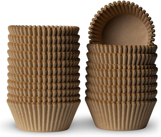 Regine Switzerland 200 Paper Cupcake Liners - Grease Proof Muffin Baking Cups | Brown Food Grade Containers