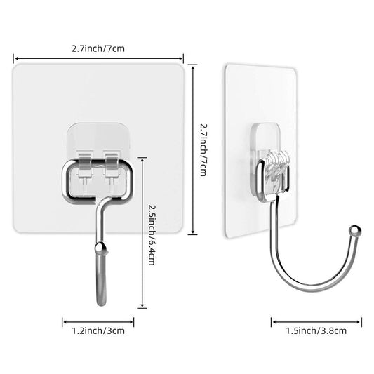 Large Hooks for Hanging Heavy-Duty 44Ib(Max) 10 Packs, Wall Hangers without Nails Self-Adhesive Traceless Clear and Removable, Waterproof and Rustproof Multiple Uses for Bathroom Kitchen Home
