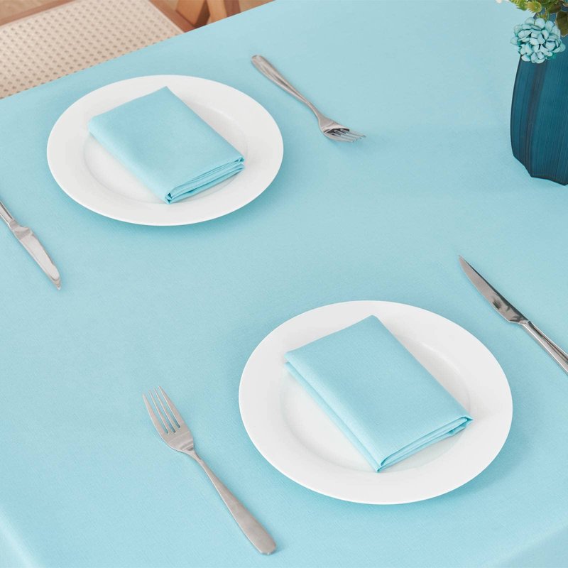 Veblandy Rectangle Tablecloth Waterproof 52x70 inch Linen Textured Table Cloth Stain and Wrinkle Resistant Washable, Decorative Fabric Table Cover for Dining, Party and Camping, Aqua