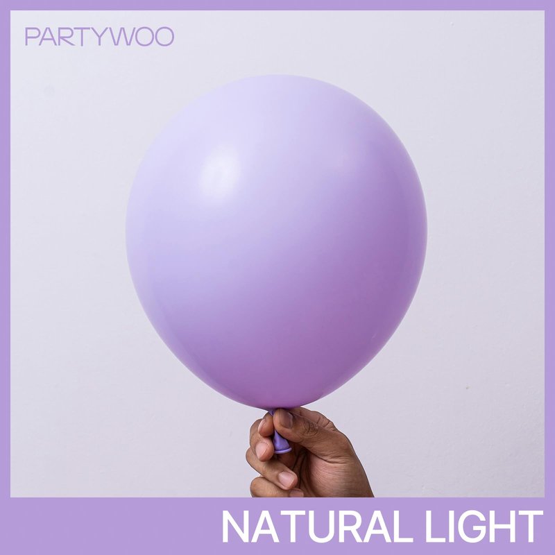 PartyWoo Pastel Purple Balloons 100 pcs Different Sizes Pack of 36 18 12 10 5 Inch Light Pastel Purple Lavender Lilac Balloon Arch Kit Garland for Baby Shower Birthday Party Decorations Purple-Q10