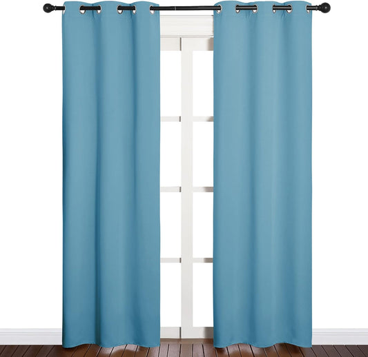 NICETOWN Thermal Curtains - Insulated Blackout Drapes for Kids Room | Teal Blue, Set of 2, 34x84 Inches