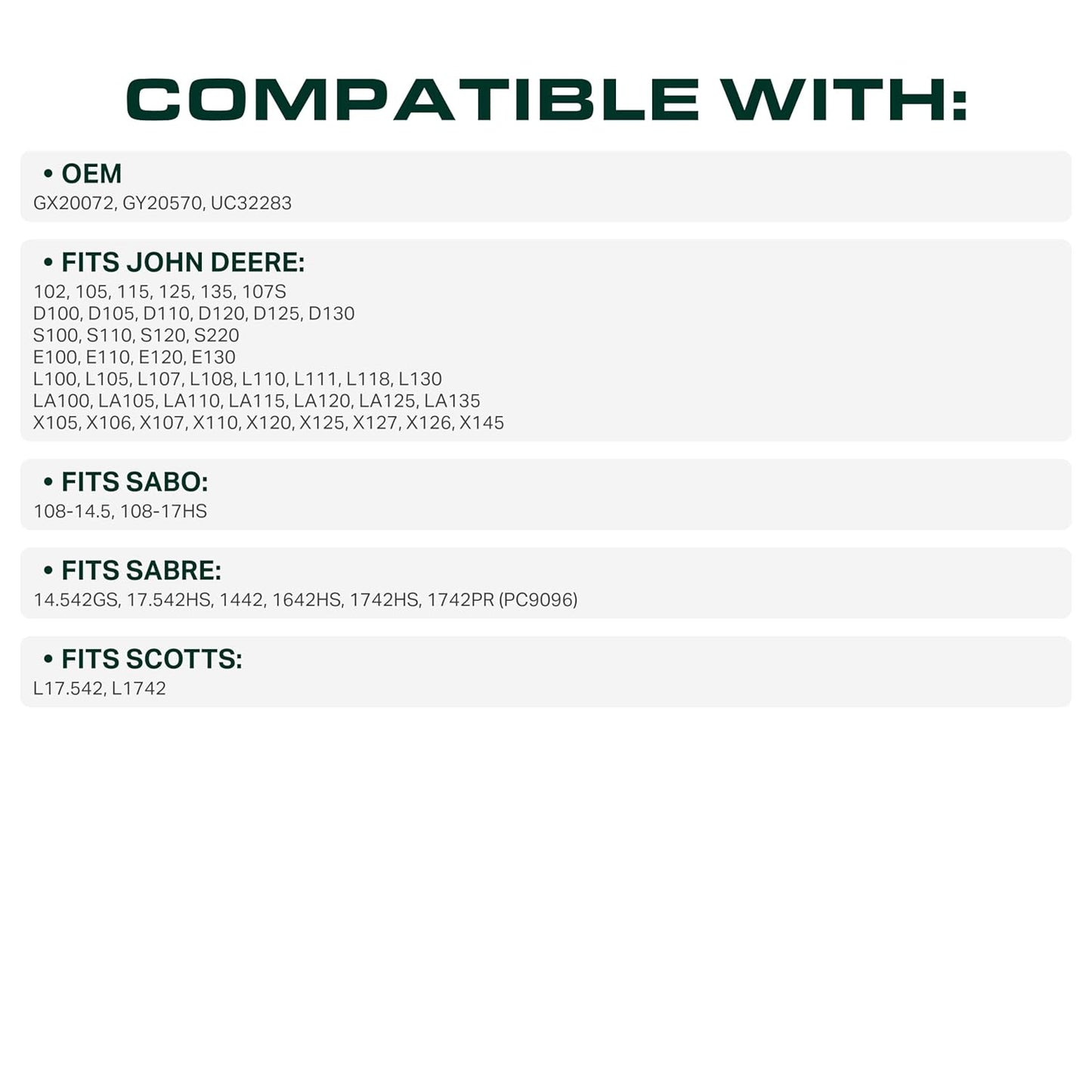 UDC Parts Deck Belt Replacement - Fits John Deere 42 Inch Models D105, D110, E100 & More | 104 Inch