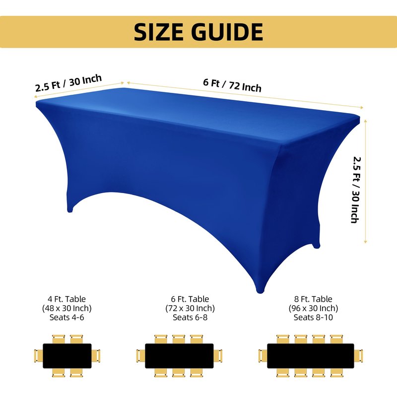 ZarzaaSik 10-Pack 4ft Spandex Table Covers for Rectangular Folding Tables - Wrinkle Resistant Stretch Tight Table Cloths - Fitted Table Protector for Parties, Trade Shows, Banquet, and Wedding