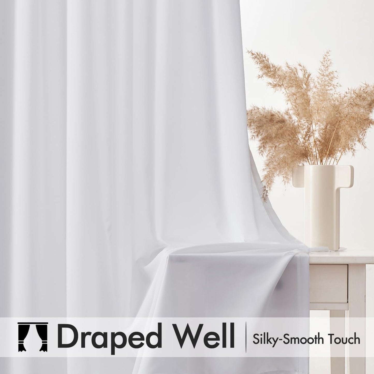 MIULEE White Semi-Sheer Privacy Curtains - Light Filtering 84-Inch Drapes for Living Room & Bedroom (2 Panels)