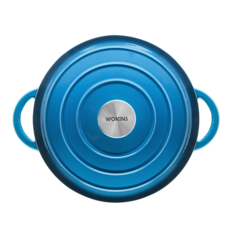 WOKINS Enameled Cast Iron Dutch Oven - 7QT Pot with Lid,Oven Safe to 500°F,Heavy-Duty Cookware for Sourdough Bread Baking,Braising,Stews,Roasting blue