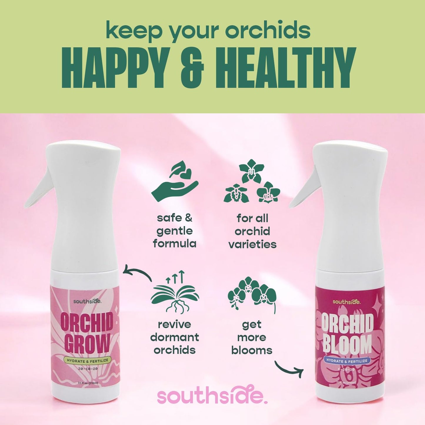 Southside Orchid Grow Fertilizer - 7.1 Oz Gentle Formula for Reviving Dormant Orchids | Easy Continuous Spray