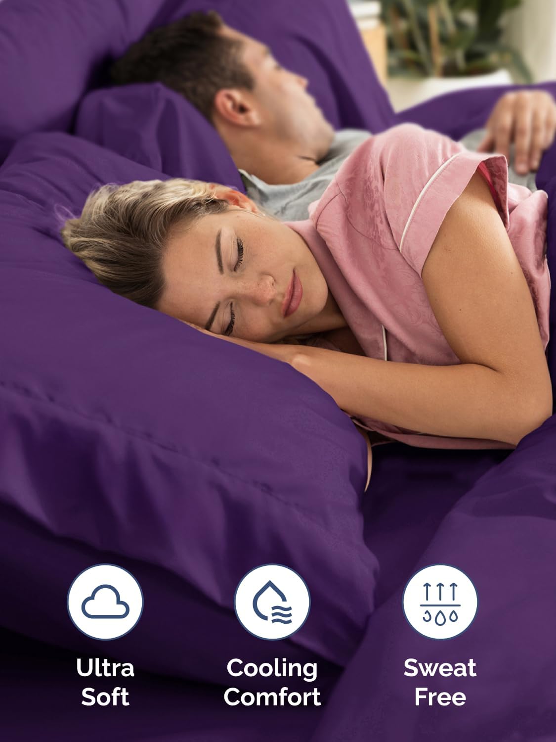 Skiennix Extra Deep Split King Sheet Set - 7 Piece Breathable Cooling Bedding - Soft Wrinkle-Free Purple
