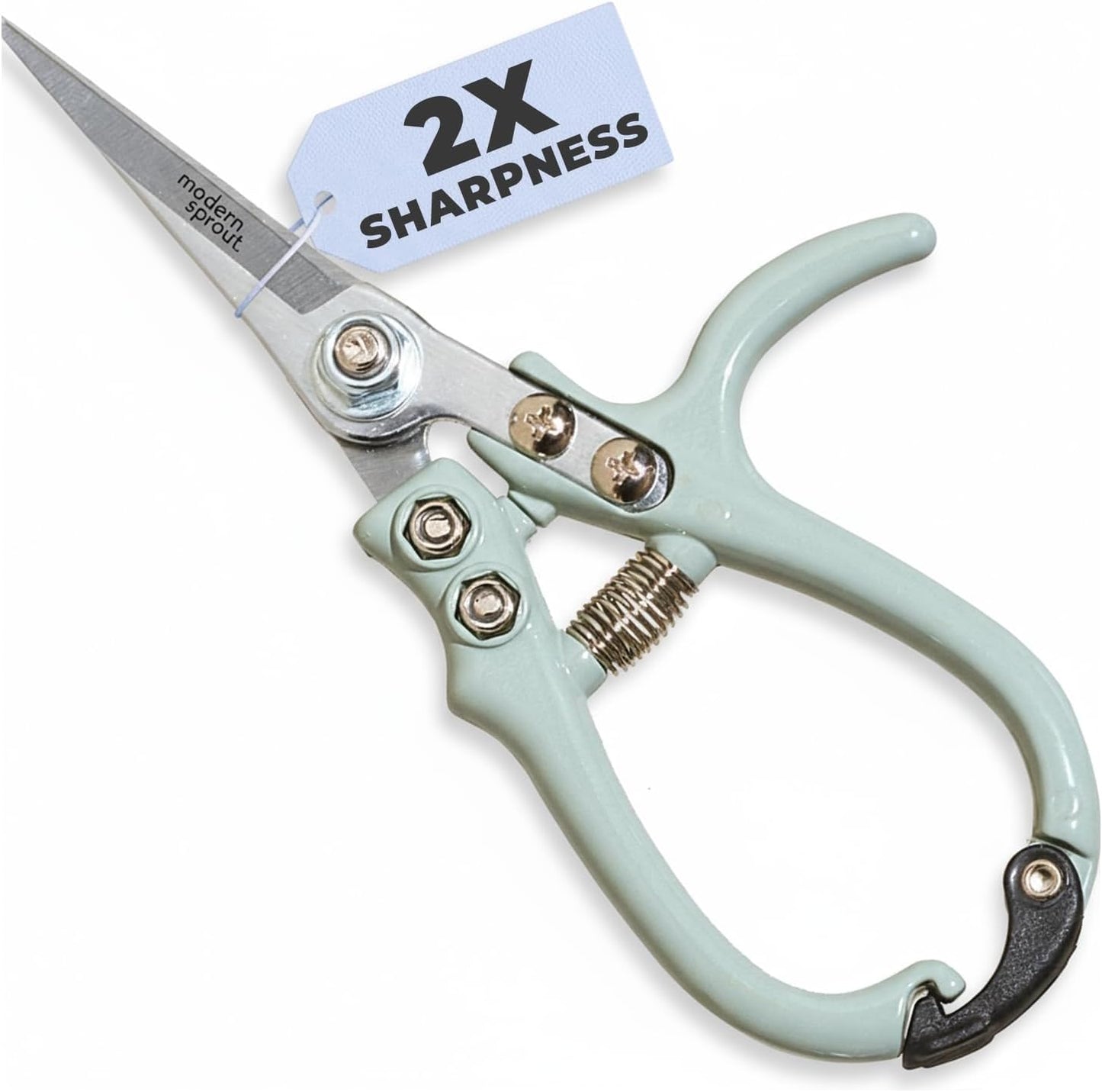 Modern Sprout Pruning Shears - Lightweight Herb Snipping Scissors with Easy Lock & Carbon Steel Blade (Green)