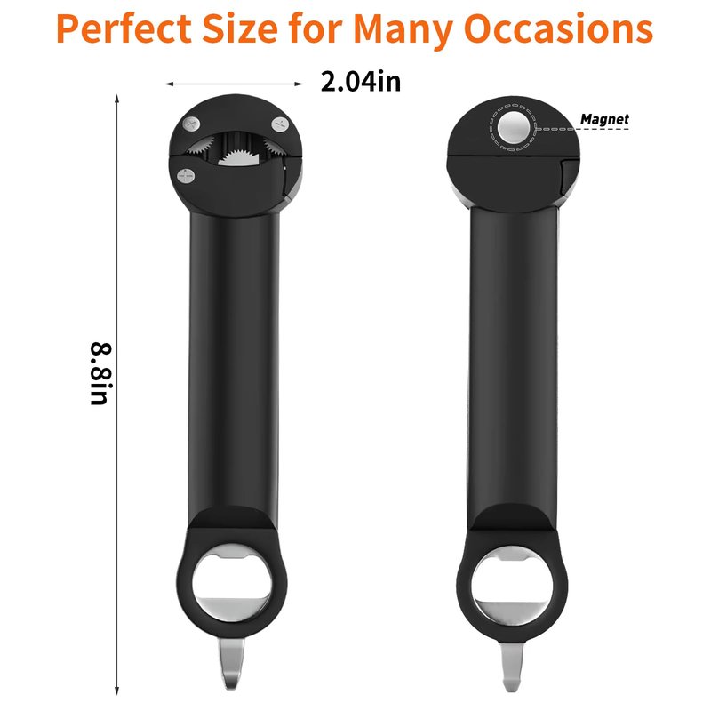 7 in 1 Jar Opener, Multifunctional Retractable Bottle Opener, Magnetic Can Opener, Suitable for Elderly People with Hand Weakness, Arthritis, Weak People, Kitchen Lid Opener, Black