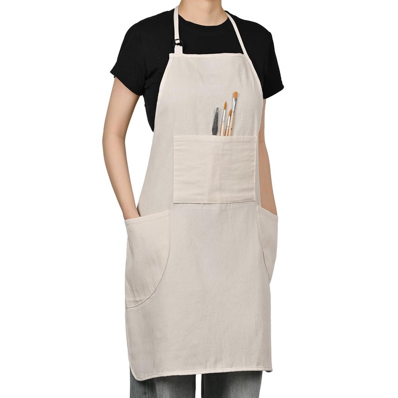 KEVIN&SASA CRAFTS Painting Apron for Men and Women, Professional for Acrylic, Oil and Watercolor Painting, With 3 Pockets, Adjustable Cotton Canvas Bib Apron