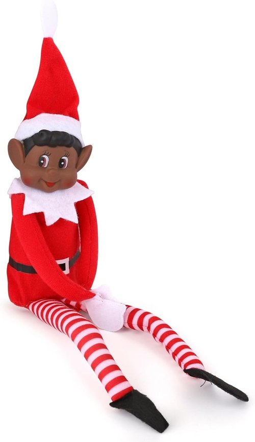 Christmas Elf Behaving Badly Plush Toy - Naughty Bendy Doll | 12-Inch Black Elf for Holiday Fun