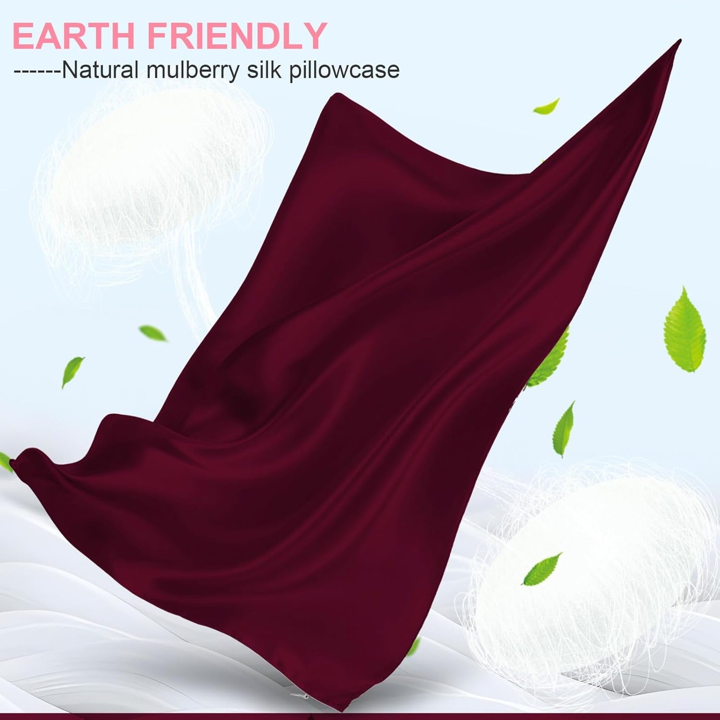 Regine Switzerland Mulberry Silk Pillowcase - Standard Size, Hidden Zipper, Soft & Breathable, Burgundy Red