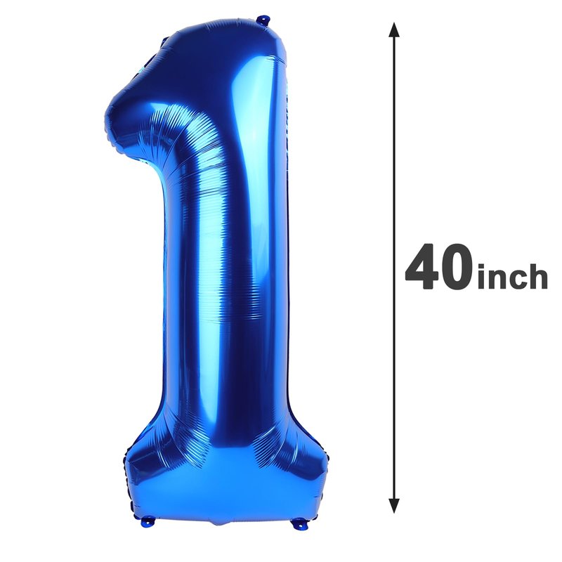 Jumbo Navy Blue Number 1 Balloon 40 Inch, Mylar Foil Number One Balloons for Boy Girl 1st 1 11 21 31 41 51 81 Birthday Party, Giant Balloons Anniversary Graduations Photo Shoot Decorations