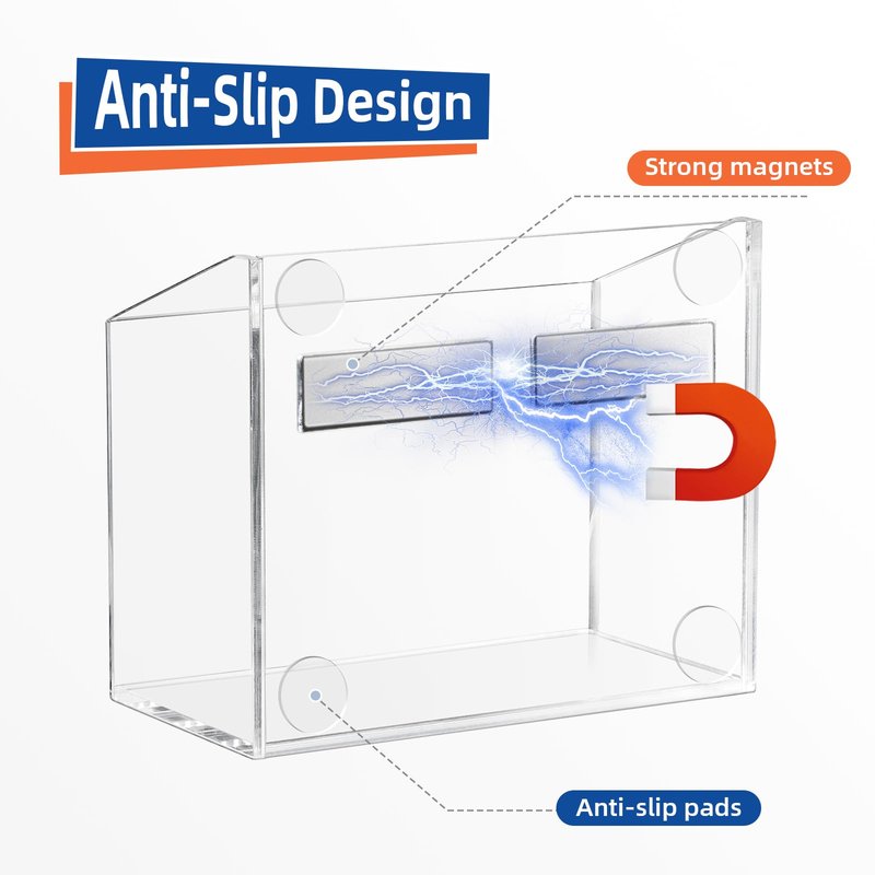Simetufy Magnetic Pen Holder, Magnetic Dry Erase Marker Holder, magnetic pen holder for refrigerator, whiteboard , Pens, Pencils, Non-slip Acrylic Magnetic Marker Holder- Transparent, 1 Pack