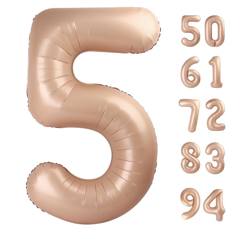 Light Brown 5 Balloon, Tan Number Balloons 40 Inch, Beige 5th Birthday Balloon Decorations, Light Brown Party Supplies, 5 Number Balloons, Number 5 Balloon