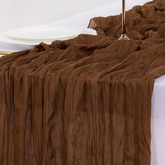 Socomi Brown Coffee Cheesecloth Table Runner Summer Boho Rustic Gauze 120 inch 10FT Cheese Cloth Sheer Runner for Wedding Party Baby Shower Birthday Home Decor Holiday Decorations