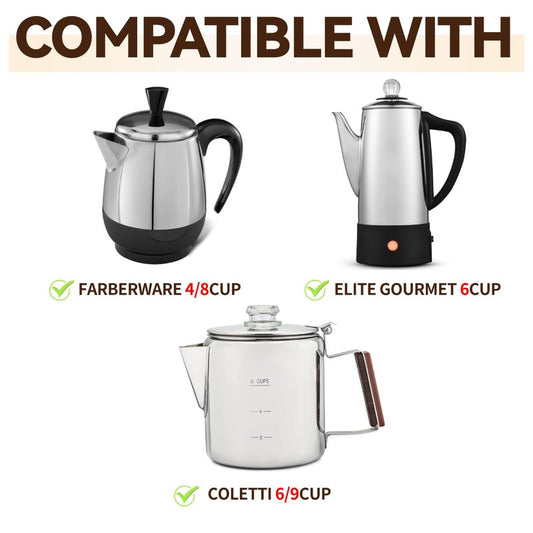 150pcs Percolator Coffee Filters Compatible with Farberware Coffee Percolator, Unbleached Paper Filters for Farberware 4Cup & 8Cup Electric