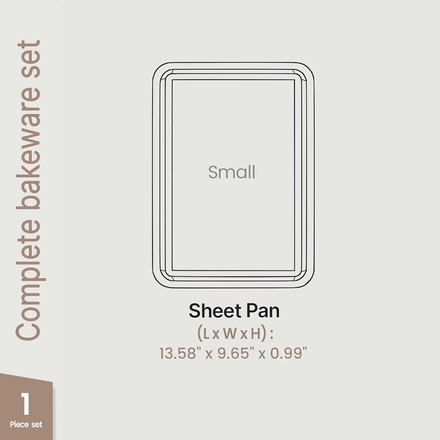 BAKKEN Nonstick Baking Pan - Commercial Grade Carbon Steel Cookie Sheet, 13.58” x 9.65”, PFOA Free | White Marble Finish