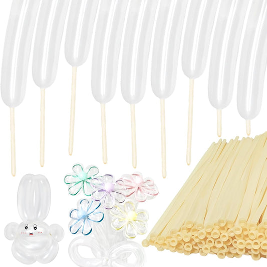 Skiennix 100Pcs Clear 260 Balloons - Long Skinny Balloons for Twisting & Balloon Arches | Party Decorations