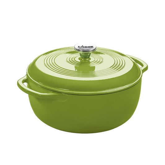 Lodge Essential Enamel Cast Iron Dutch Oven 6 Quarts - Perfect for Bread Baking, Braising, Marinating & Slow Cooking, Features Moisture-Sealing Lid & Dual Handles, Kitchen Essentials, Avocado