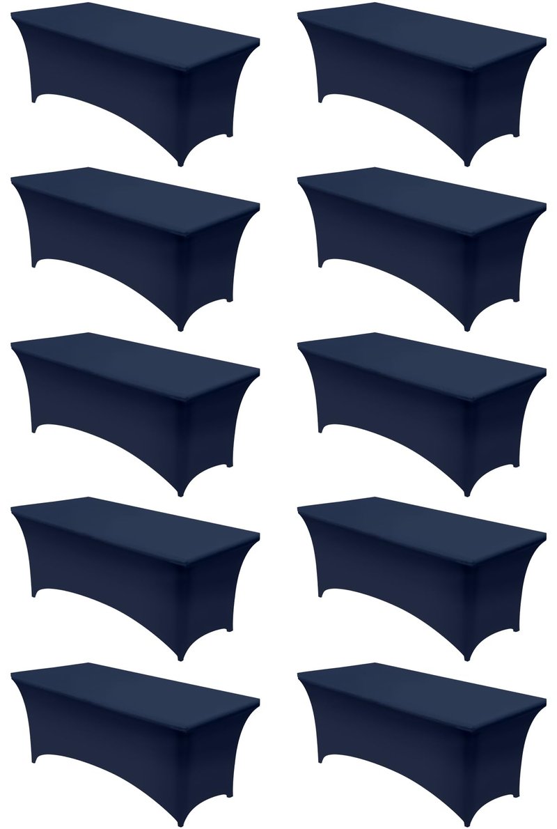 Utopia Kitchen Spandex Tablecloth 10 Pack [6FT, Navy Blue] Tight, Fitted, Washable and Wrinkle Resistant Stretch Table Cloth Rectangle Cover for Trade Show, Weddings & Parties [72Lx30Wx30H Inch]