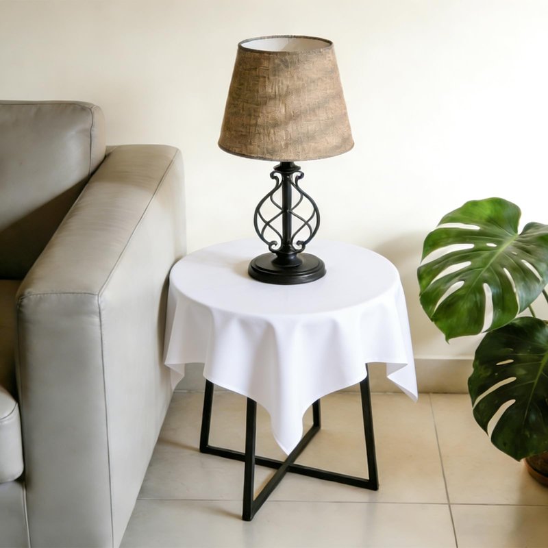 Wolkemer Small Square Tablecloth 36 x 36 Inch Washable Fabric Table Cloth Solid White Table Cover for Nightstand End Bedside Tables Tabletop Decoration