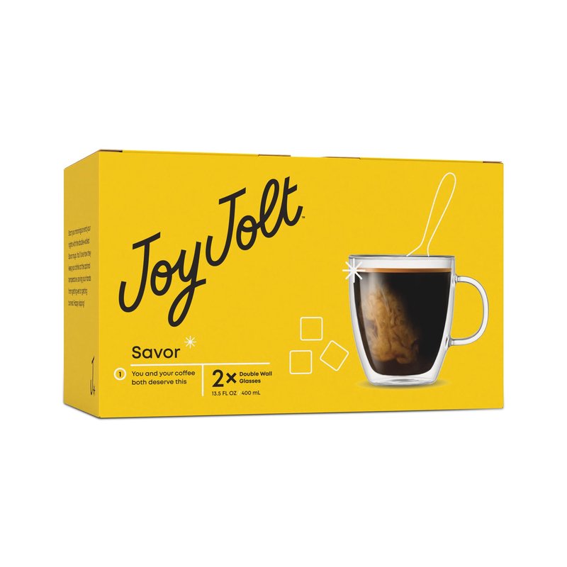 JoyJolt Savor Double Wall Insulated Glasses - Coffee Mugs (Set of 2) - 13.5-Ounces