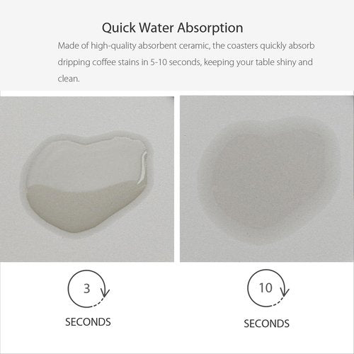 Hoomey Set of 6 Beige and Blue Coasters with Holder, Absorbent Ceramic Drink Coasters with Cork Backing for Table Protection, Table Decor, Housewarming Gifts