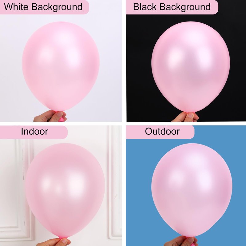 RUBFAC Pearl Pink Balloons 129pcs Different Sizes Pack of 18 12 10 5 Inch, Latex Balloon Garland Arch Kit for Wedding Princess Birthday Party Baby Shower Engagement Bachelorette Decorations