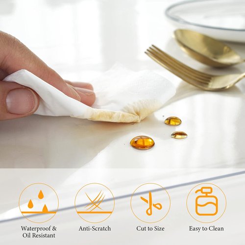 Deep Dream 1.5mm Clear Desk Cover Protector, 14×24 Inch Clear Desk Cover, Rectangular Vinyl Desk Pad, PVC Plastic Table Cover for Office, Dresser, Night Stand, Computer & Writing Desk Tabletop