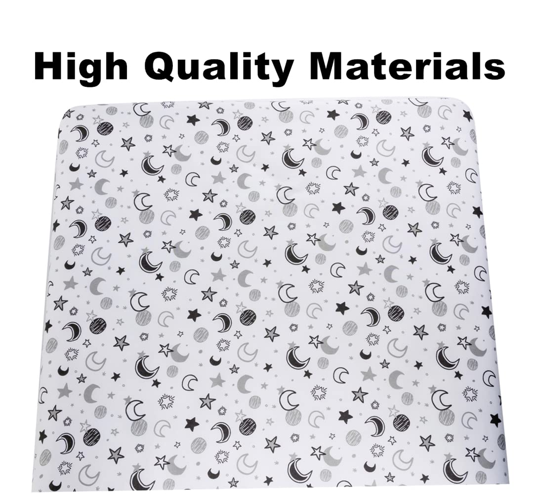 FIGEPO 4 Pack Star and Moon Neutral Unisex Fitted Baby Crib Sheets Set for Baby Boys or Girls
