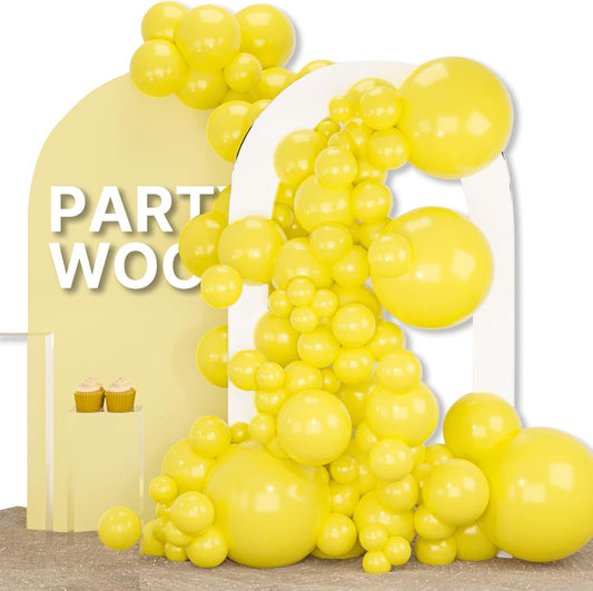 PartyWoo Yellow Balloons - 155-Piece Matte Latex Balloon Arch Kit for Easter & Birthday Celebrations | 5-18 Inch Sizes