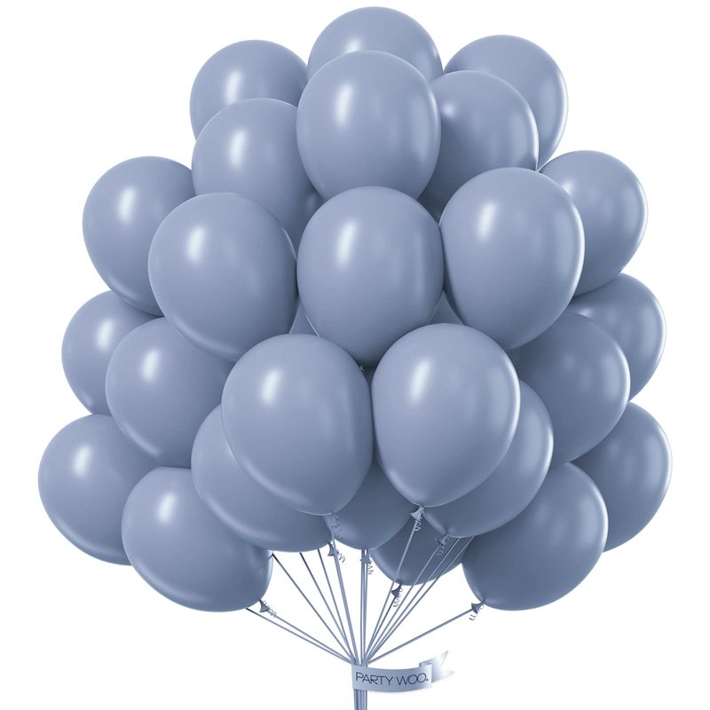 PartyWoo Dusty Blue Balloons 50pcs 12 Inch Boho Dusty Purple Muted Lavender Latex Helium Balloons for Boy Baby Shower Anniversary Bachelorette Graduation Engagement Birthday Party Decorations Blue-F16
