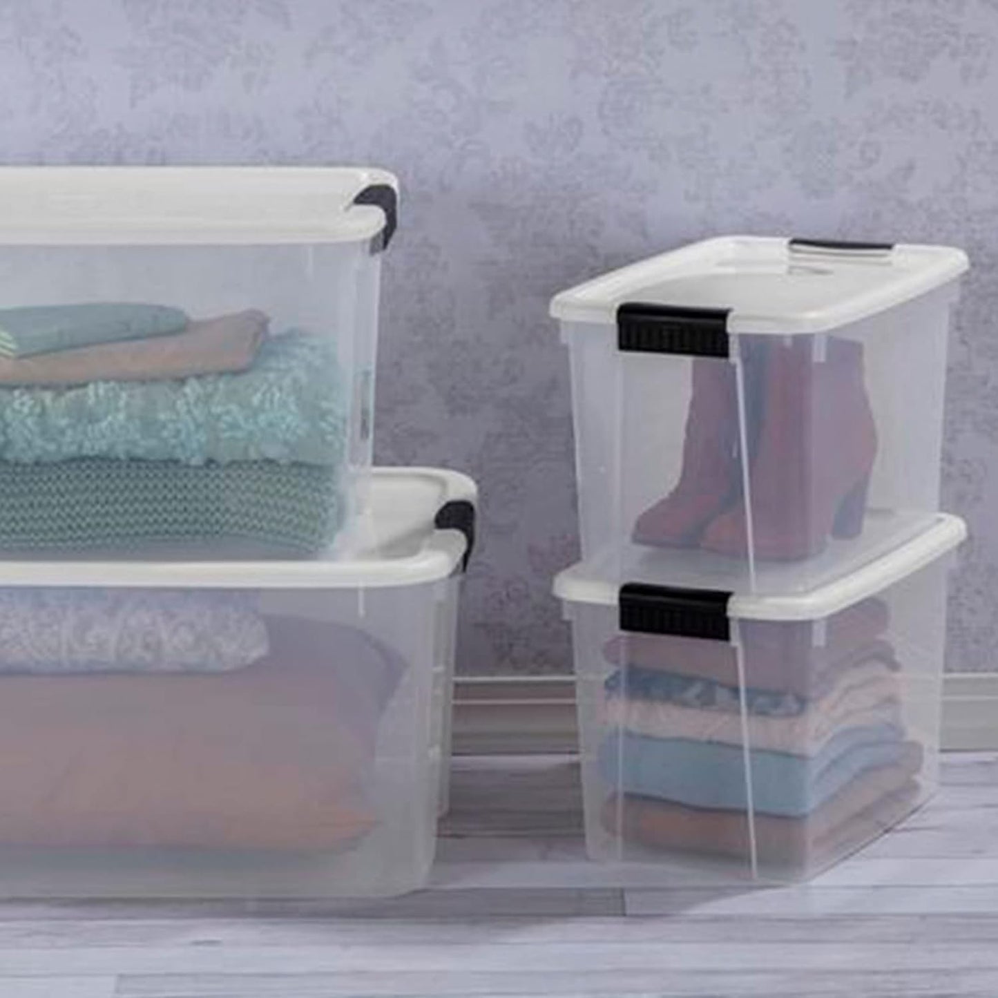 Sterilite 12-Pack Ultra Latching Storage Bins - Clear Plastic 30 Quart Heavy-Duty Organizers for Home & Office