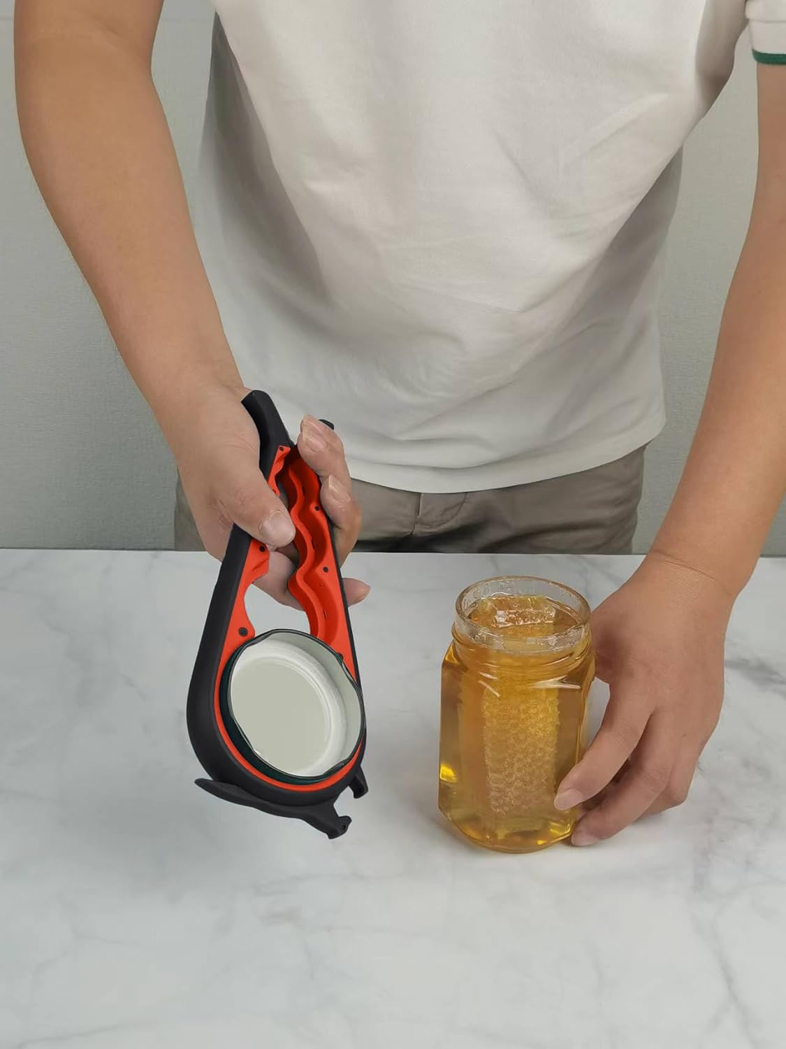 Skiennix 5-in-1 Jar Opener - Ergonomic Design with Rubber Grip for Seniors | Ideal for Weak Hands