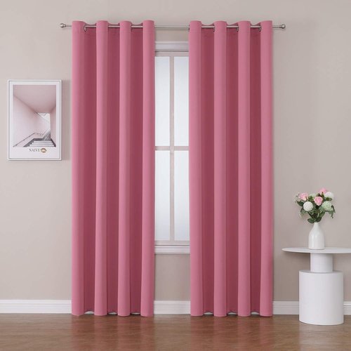 ChrisDowa Room Darkening Curtains - Thermal Insulated Blackout Panels, 90 Inches Long, Pink | 2-Panel Set