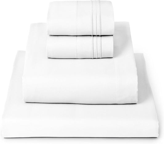 Mellanni California King Sheets Set - 4 PC Hotel Luxury Bedding | Extra Soft, Cooling, Wrinkle-Resistant (White)