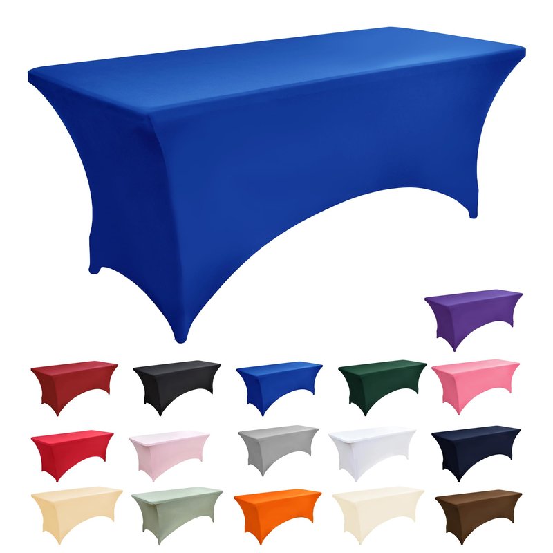 ZarzaaSik 2-Pack 4ft Spandex Table Covers for Rectangular Folding Tables - Wrinkle Resistant Stretch Tight Table Cloths - Ultimate Fitted Table Protector for Parties, Banquet, and Wedding