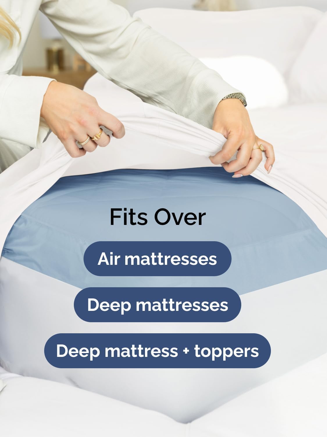 Skiennix Extra Deep Full Sheet Set - 6 Piece Breathable Cooling Bedding - Soft Wrinkle-Free White