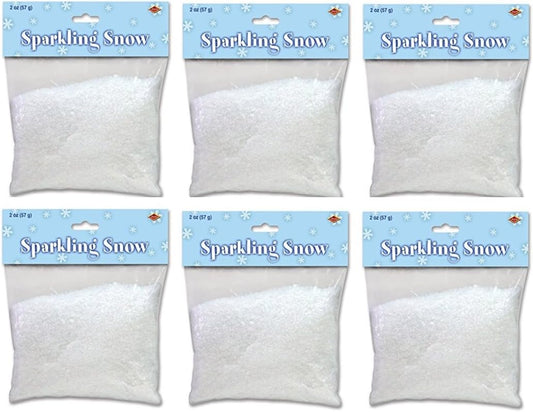 Beistle Sparkling Snow | 2-Ounce Pack of 6 | Perfect for Holiday Decorations
