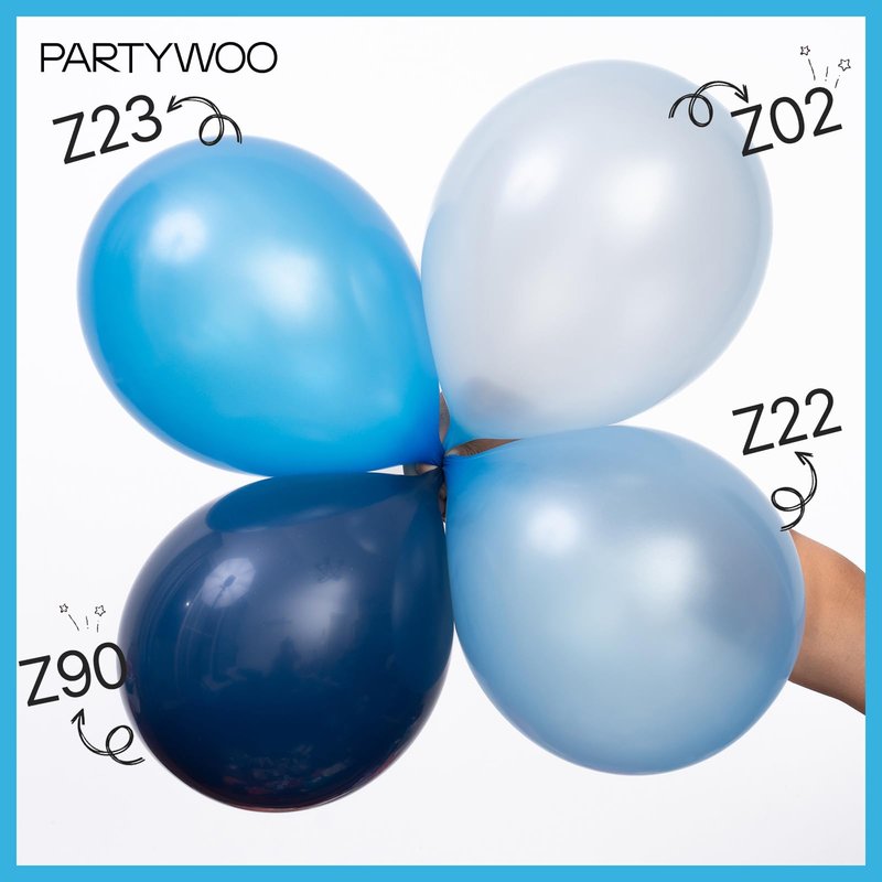 PartyWoo Pearl Blue Balloons 140pcs Different Sizes of 18 12 10 5 Inch Sky Blue Latex Helium Balloon Arch Kit Garland for Graduation Baby Shower Gender Reveal Birthday Party Decorations Blue-Z23