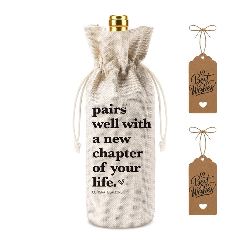 XFW 1 Pcs Funny New Chapter Wine Bag New Beginnings Gifts for Women Men Farewell Gifts for Friends Going Away Gifts for Coworkers Women Men Moving Away Gifts for Friends New Teacher Gifts