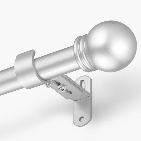 Max Adjustable Curtain Rods by [Brand Name] - 16 to 48 Inches | Satin Silver, 60-Inch Length, Round Finials
