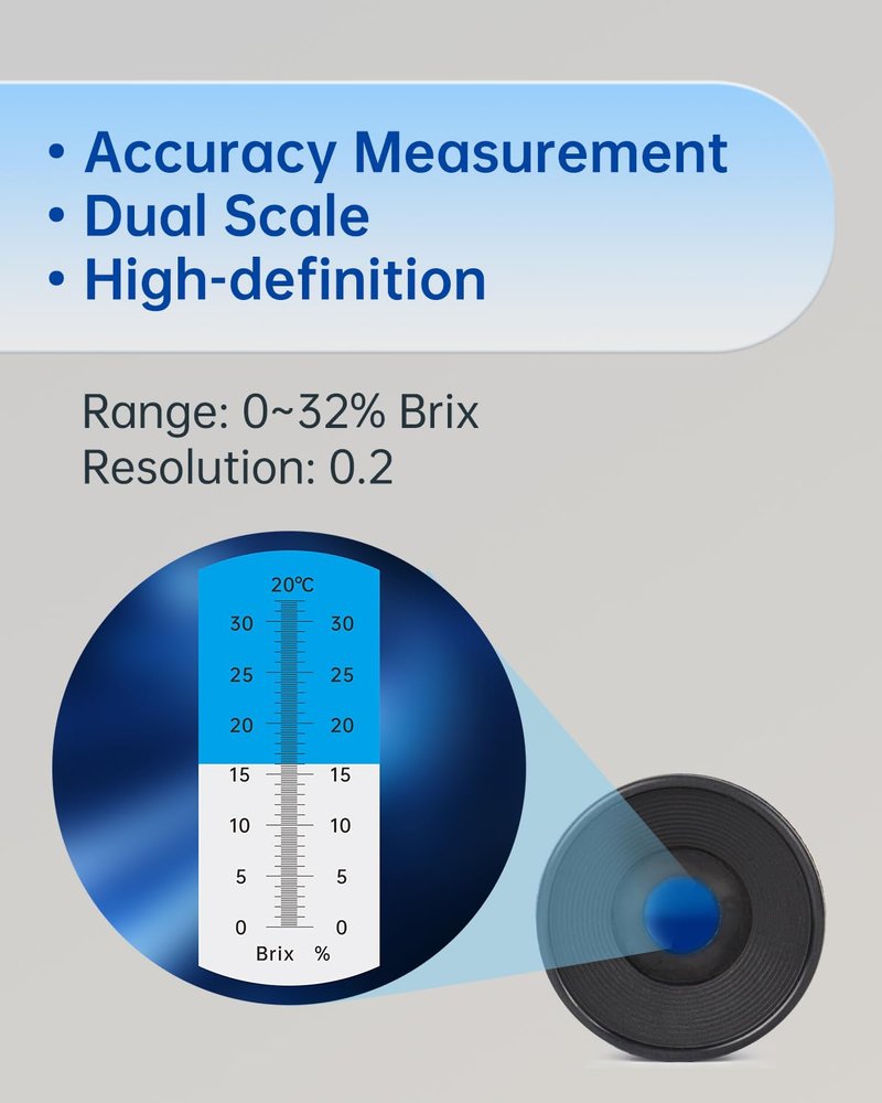 LOHAND Brix Refractometer with Automatic Temperature Compensation(ATC), Precision Measuring Sugar Content for Wine/Fruit/Drink, Sugar Refractometer, Range:0-32%