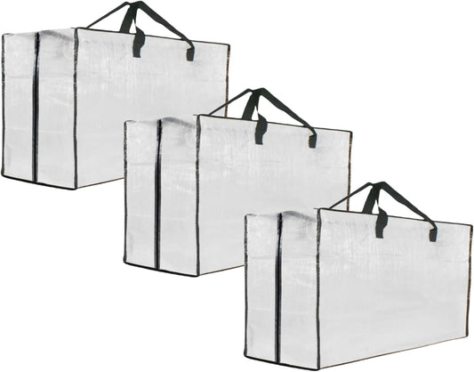 Skiennix Heavy Duty Moving Bags - Extra Large Clear Storage with Zipper & Handles | 3 Pack for Easy Packing