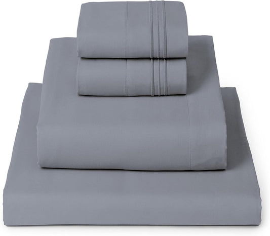 Mellanni Queen Sheets Set - Luxury 4 PC Bedding Collection | Extra Soft, Cooling, Wrinkle-Resistant (Mineral Gray)