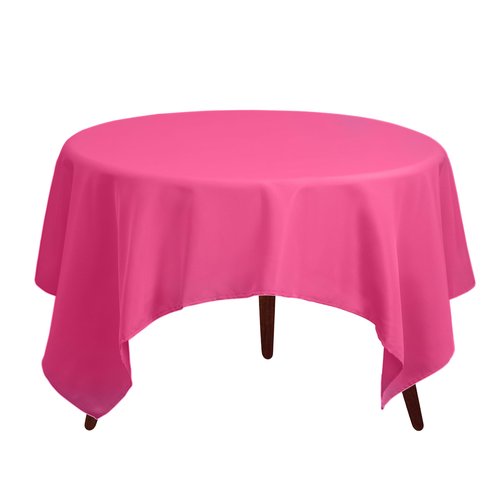 Gee Di Moda Square Tablecloth - 52 x 52 Inch Fuchsia Table Cloth for Small Square or Round Tables - Heavy Duty Washable Fabric - for Buffet Table, Holiday Party, Dinner, Wedding & Baby Shower